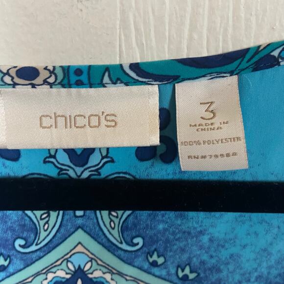 Chico’s Women's Blue Sleeveless Boho Career Blouse Top Size Extra Large - Picture 3 of 6